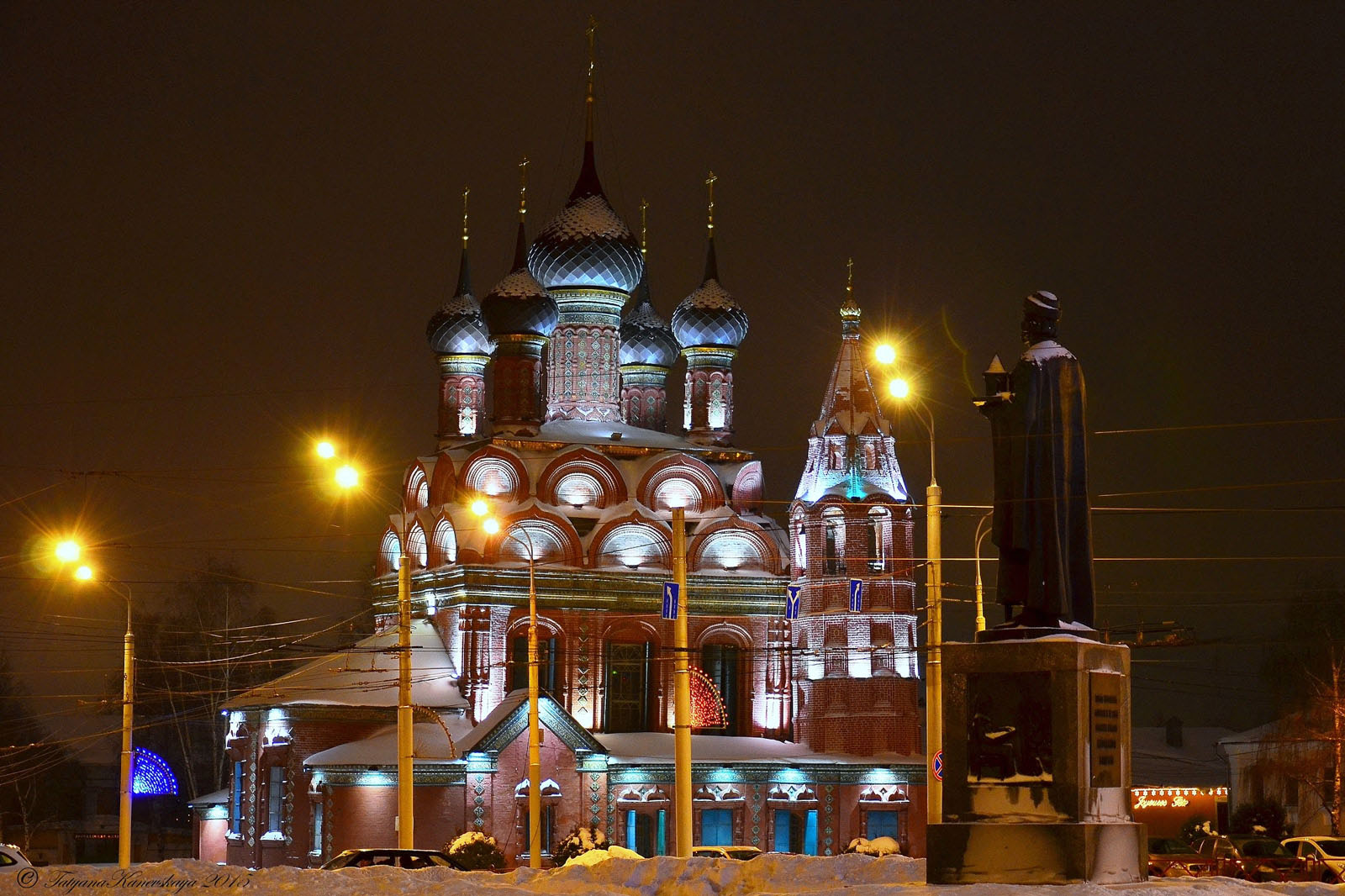Церковь Богоявления Ярославль ночью